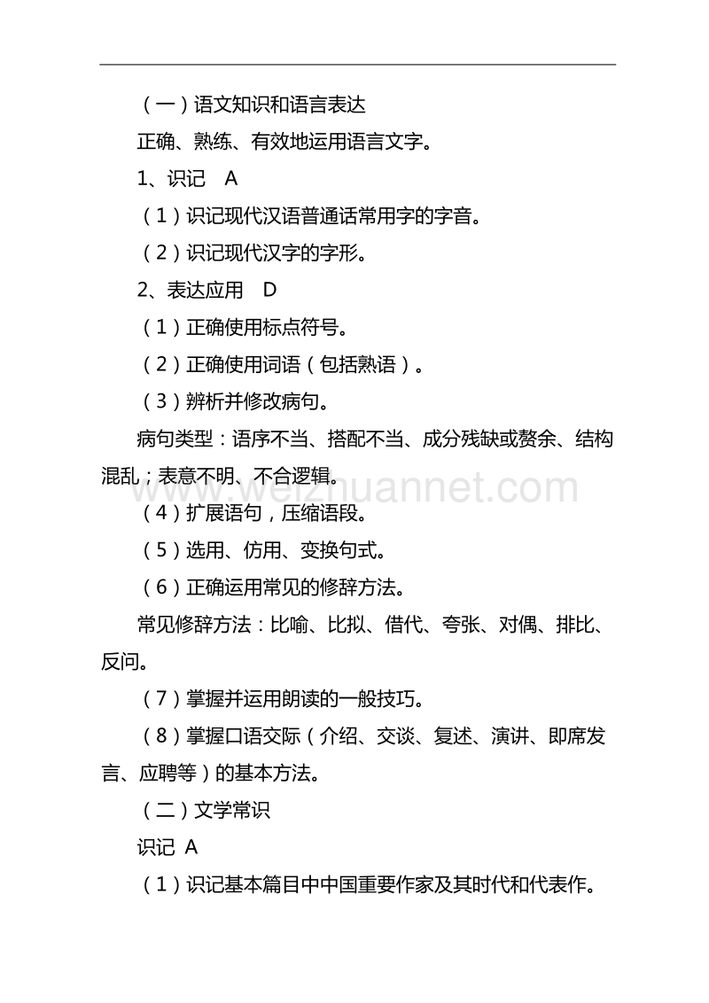 2010年湖南省普通高等学校对口招生考试语文考试基本要求及考试大纲.doc_第3页