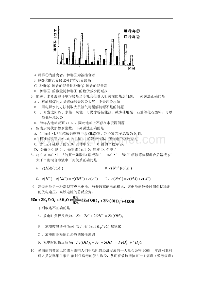 武汉市2007届高中毕业生四月调研测试理科综合试卷.doc_第2页