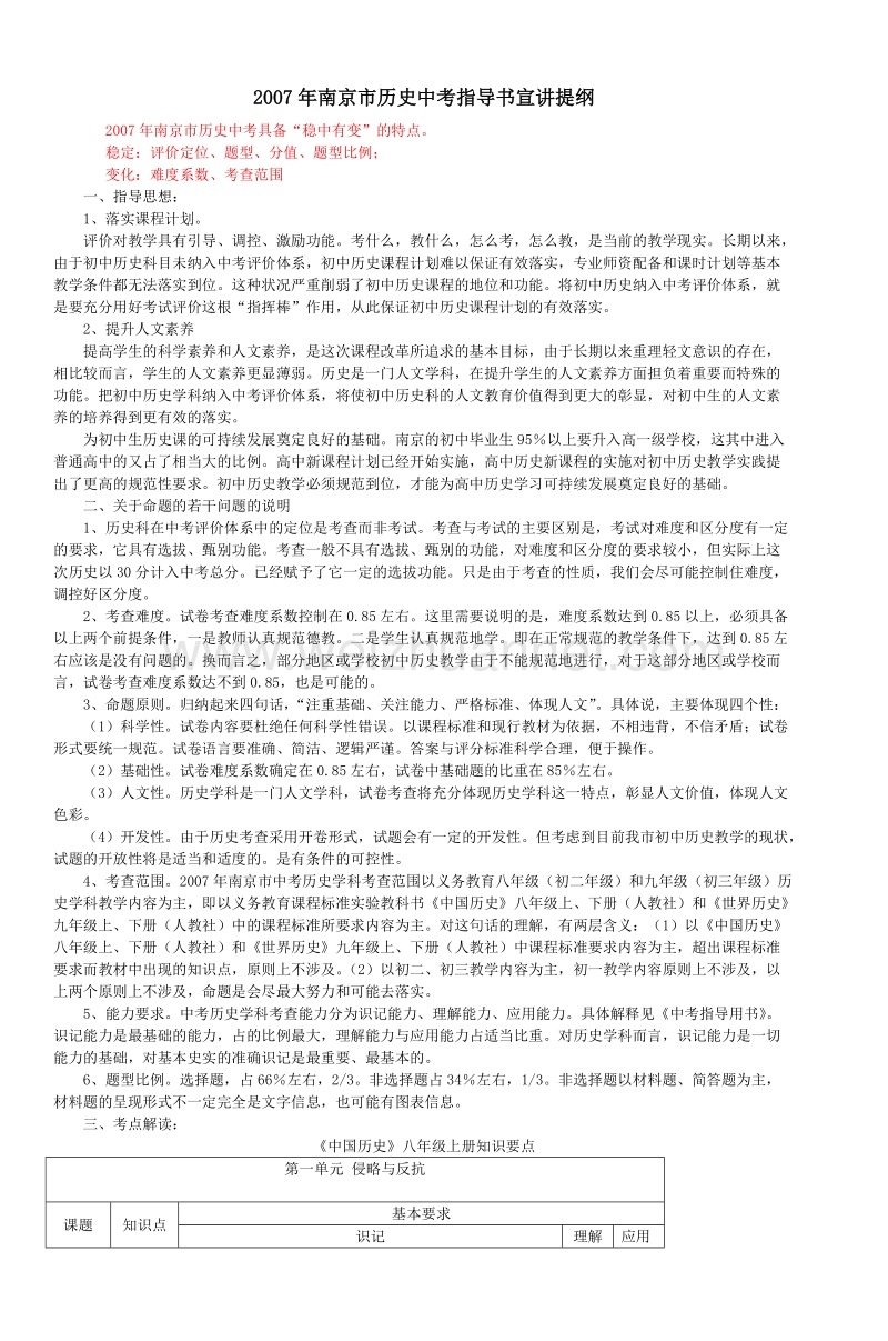 2007年南京市历史中考指导书宣讲提纲-(3).doc_第1页