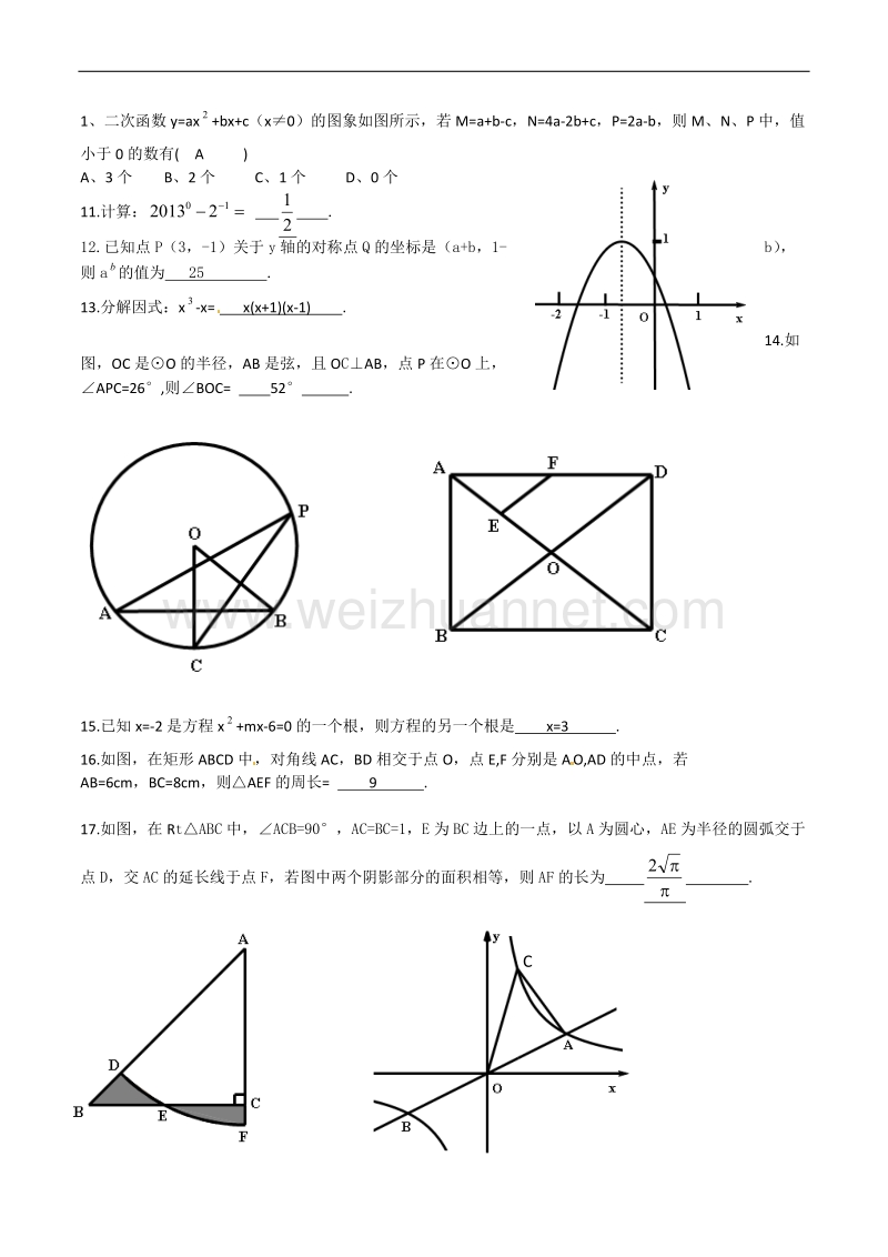 2013年中考试卷：数学(贵州省遵义卷).doc_第2页