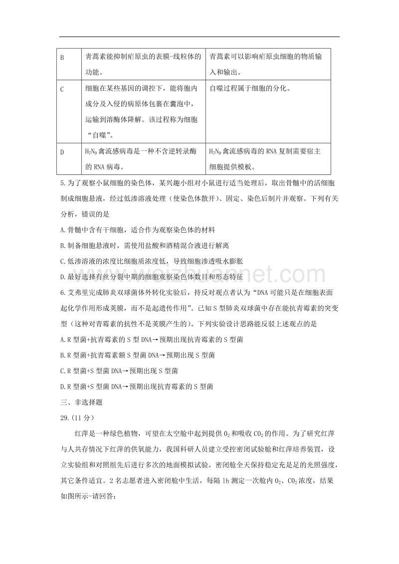 福建省2017届高三下学期普通高中毕业班4月质量检查理综生物试题-word版含答案.doc_第2页