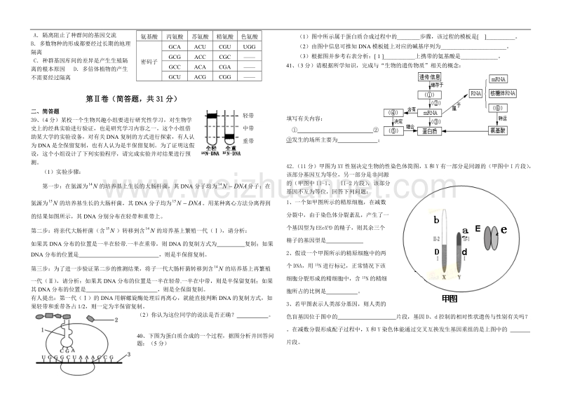 高中生物必修二期末试题及答案.doc_第3页