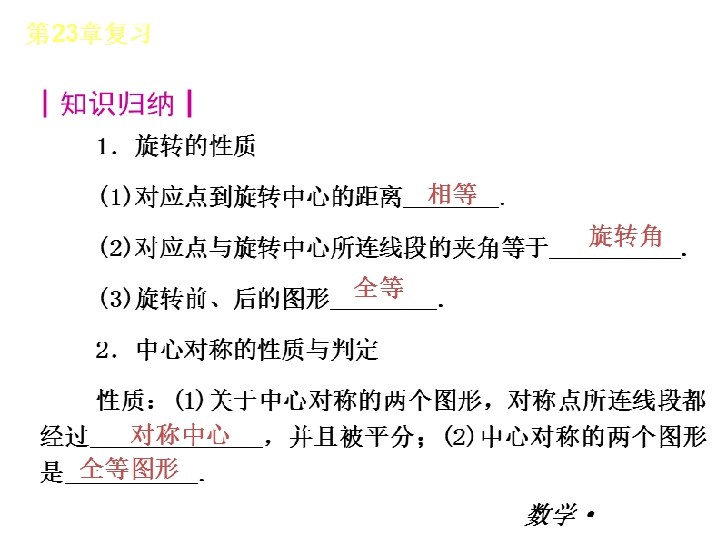 【小复习系列】2015年度中考数学总复习课件：人教版九年级第23章-复习.ppt_第3页