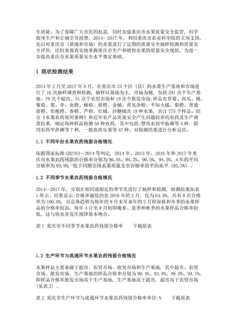 重庆市水果农药残留现状分析与质量安全建议.doc_第2页