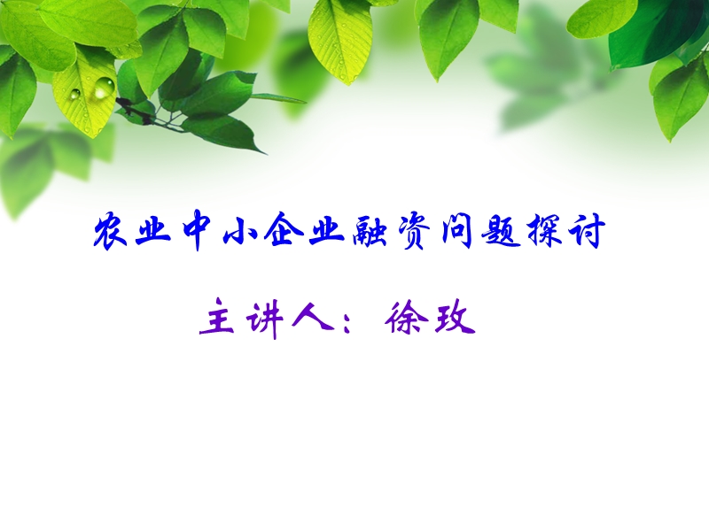 农业中小企业融资.ppt_第1页