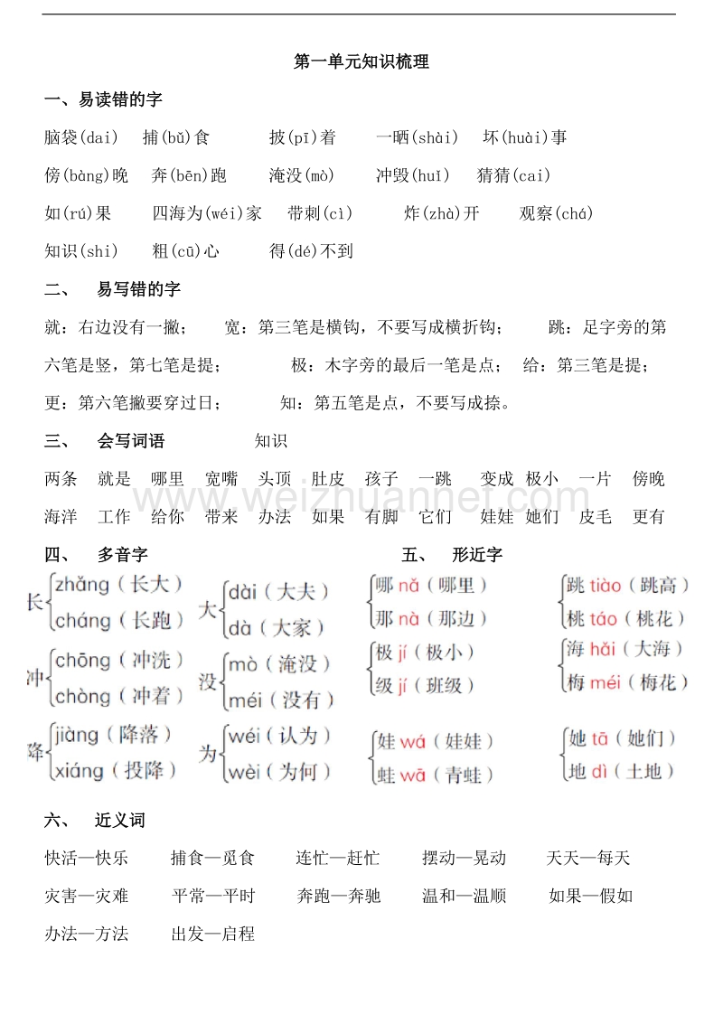 2017年-小学二年级上册-语文复习资料.docx_第1页