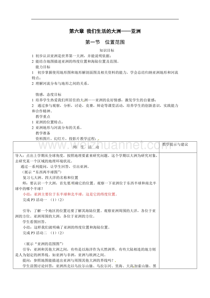 2016年春人教版七年级地理下册第六章-我们生活的大洲-亚洲第一节-位置和范围学案.doc.doc_第1页