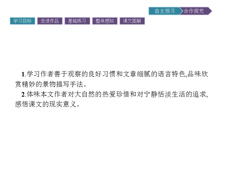 【南方新课堂 金牌学案】2017年春高中语文粤教版必修3课件：2 瓦尔登湖(节选).ppt_第2页