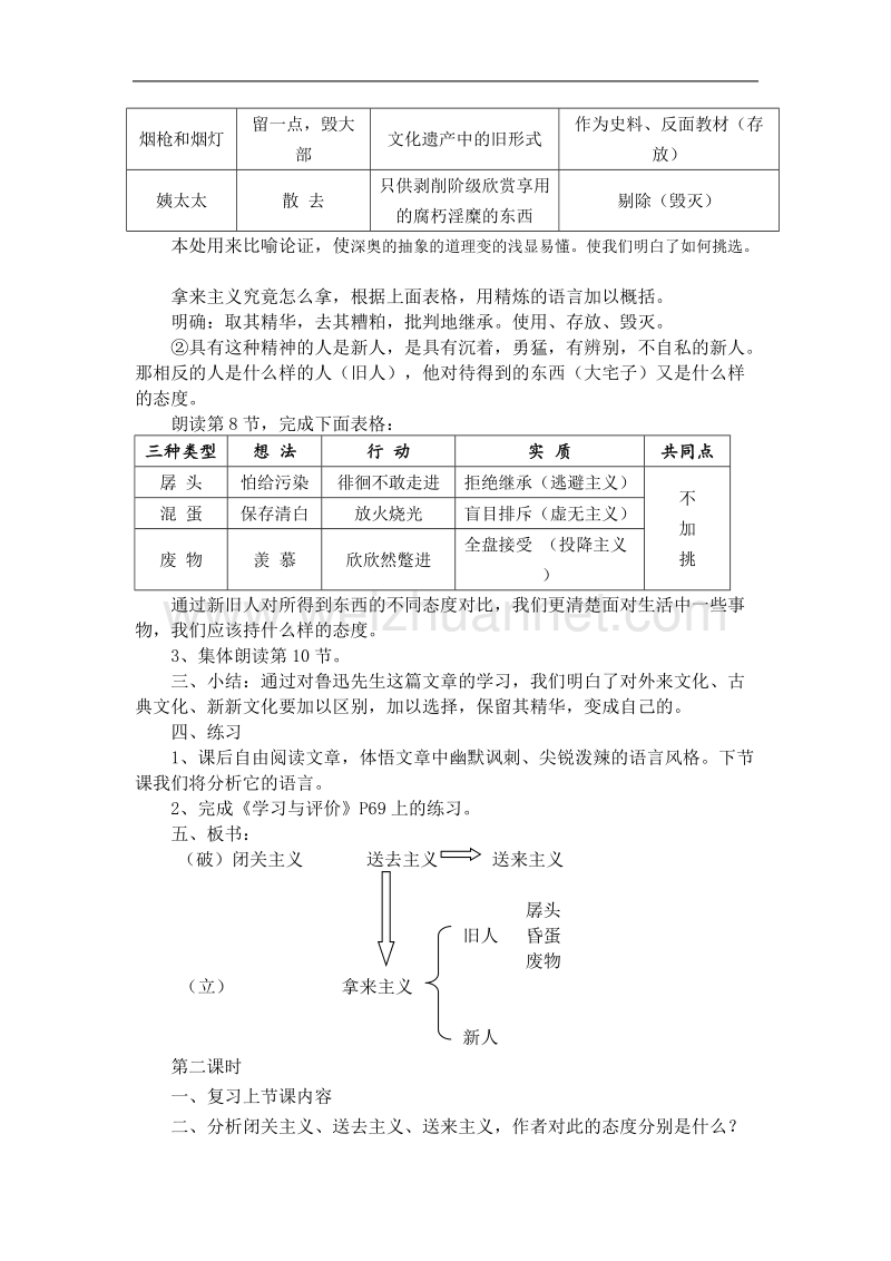 《拿来主义》教案3（苏教版必修3）.doc_第2页