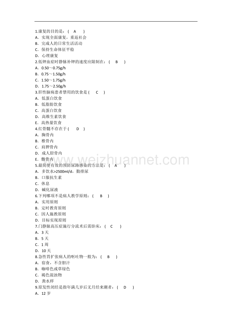 2016年护理资格考点：康复的目重点.docx_第1页