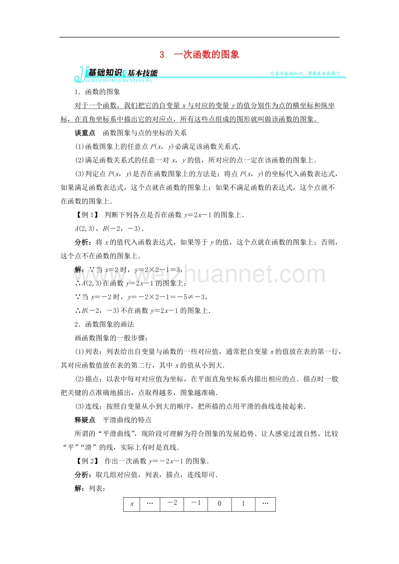 2017年八年级数学上册4.3一次函数的图象例题与讲解素材.doc_第1页