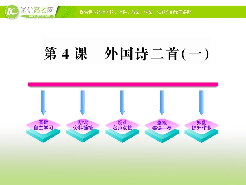 2017版语文（语文版必修5）全程学习方略课件：4+外国诗二首（一）.ppt_第1页