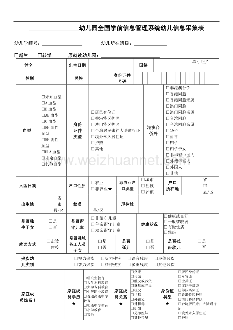 2015杭州学前教育管理信息采集表(幼儿).doc_第1页