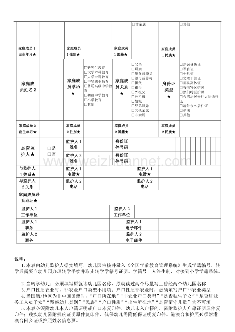 2015杭州学前教育管理信息采集表(幼儿).doc_第2页