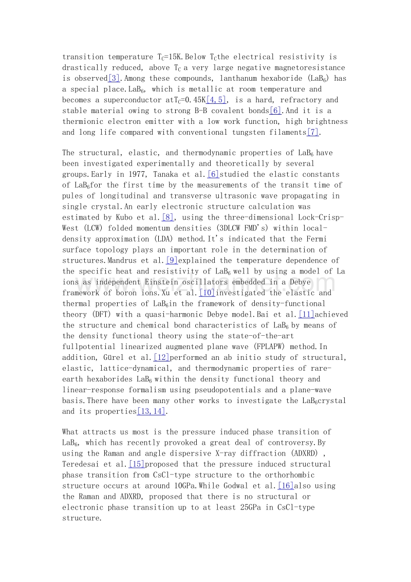 高压下lab6的弹性和热力学性质的第一性原理计算（英文）.doc_第3页