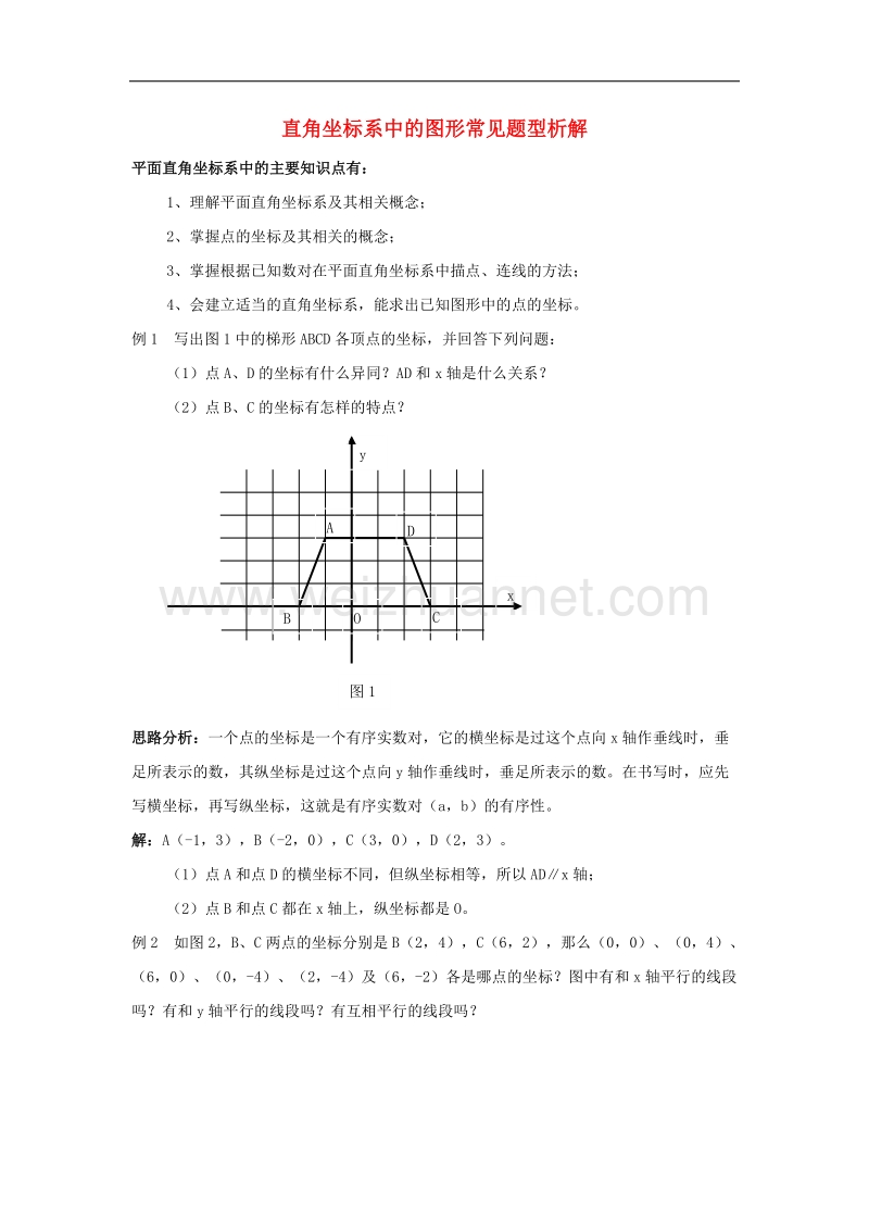 2017年八年级七年级数学下册14.3直角坐标系中的图形直角坐标系中的图形常见题型析解素材（新版）青岛版.doc_第1页