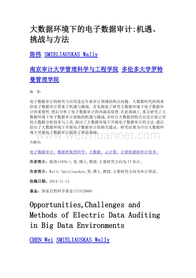 大数据环境下的电子数据审计机遇、挑战与方法.doc_第1页