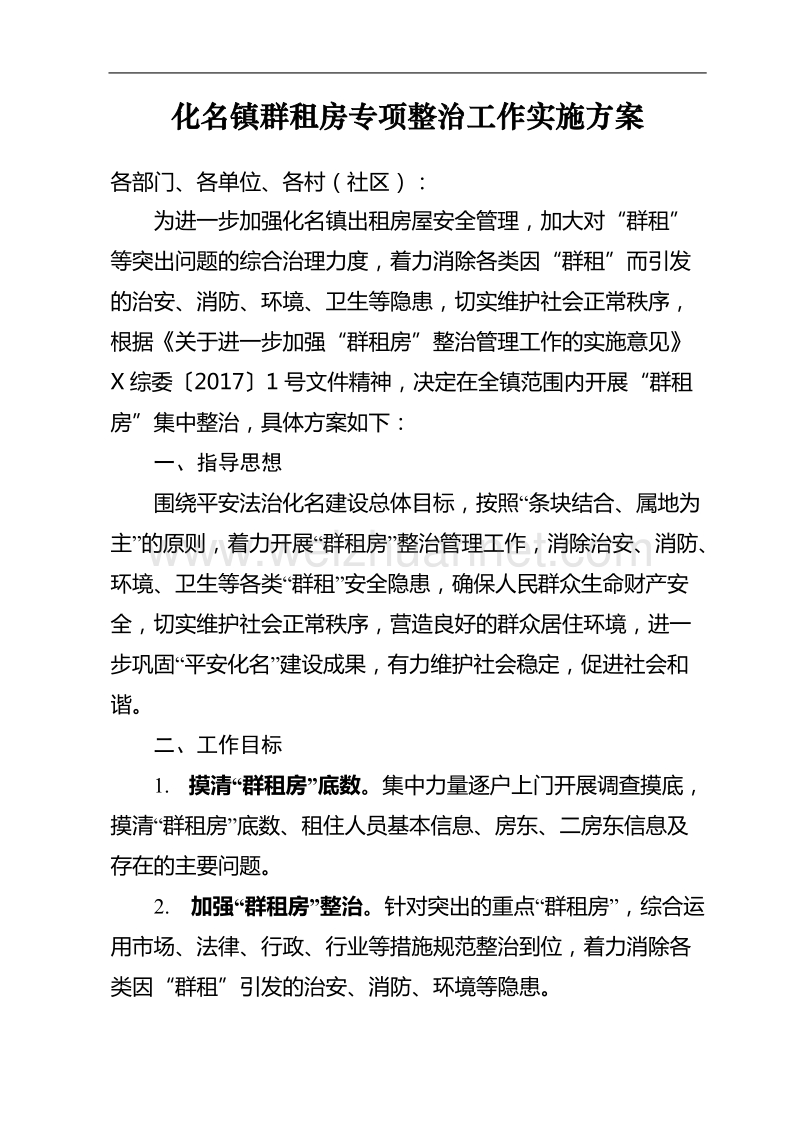 xx镇群租房专项整治工作实施方案.doc_第1页