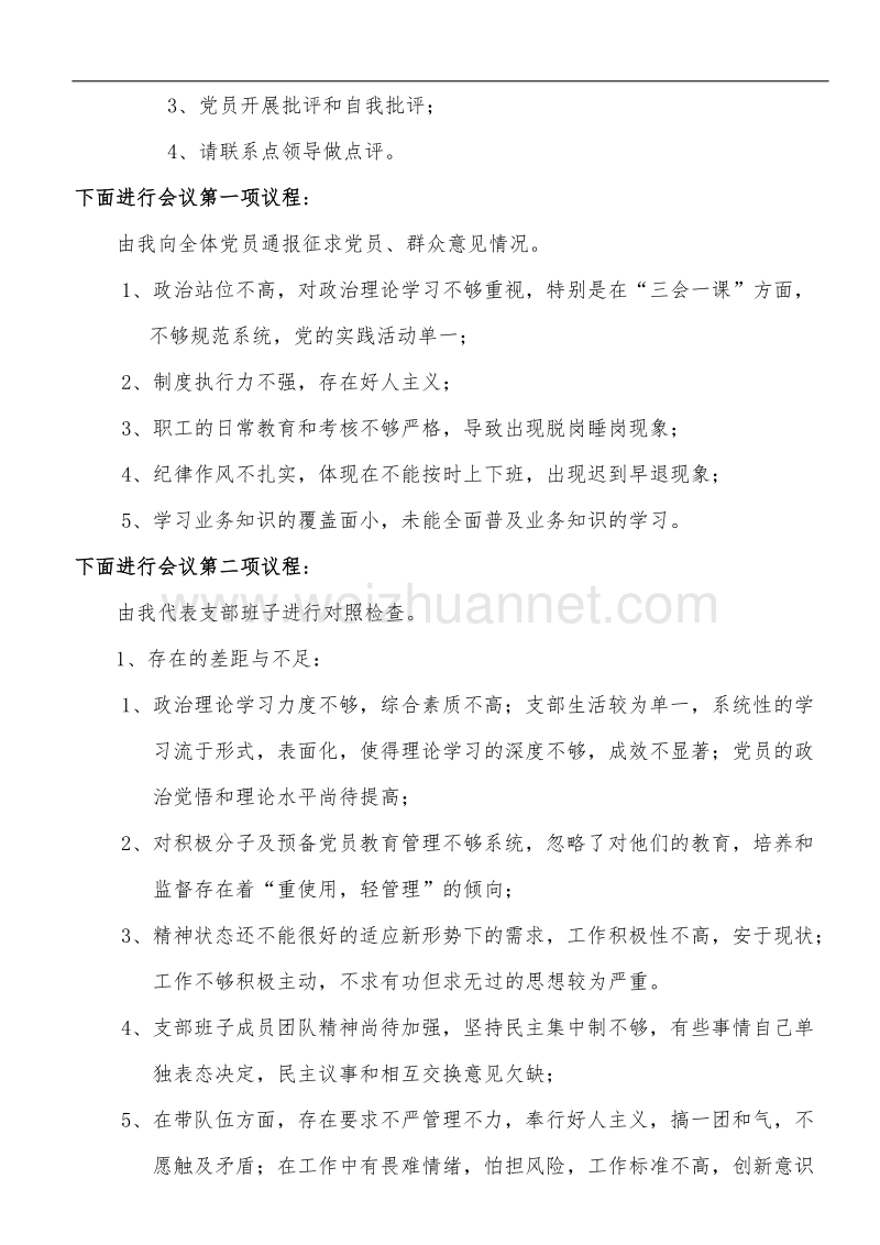 不作为不担当组织生活会会议记录.docx_第2页