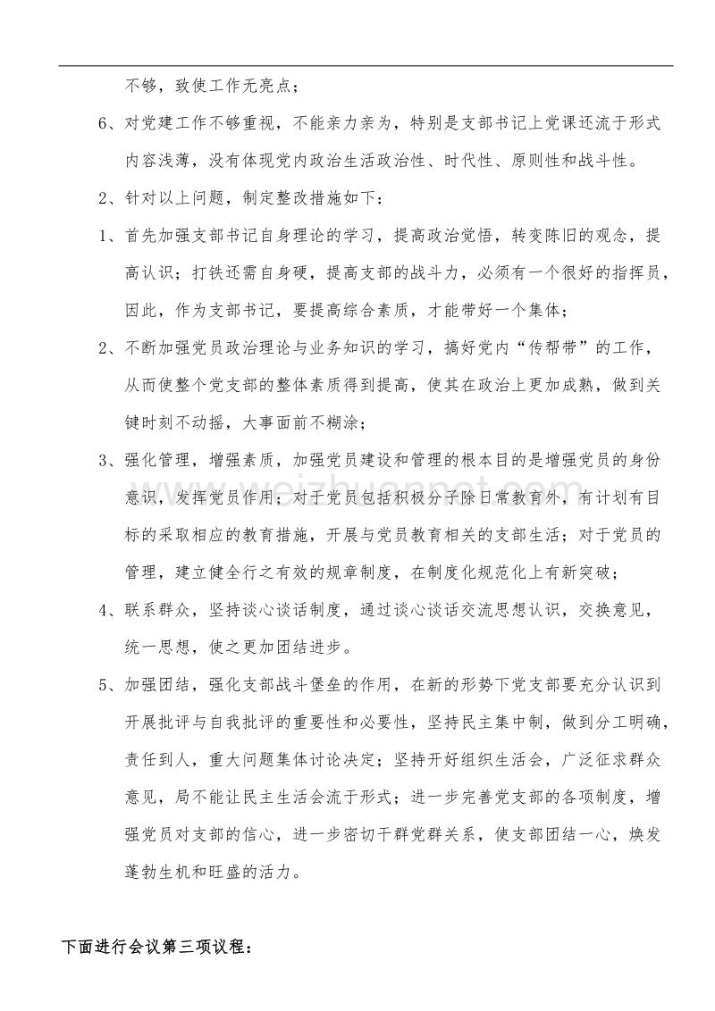 不作为不担当组织生活会会议记录.docx_第3页