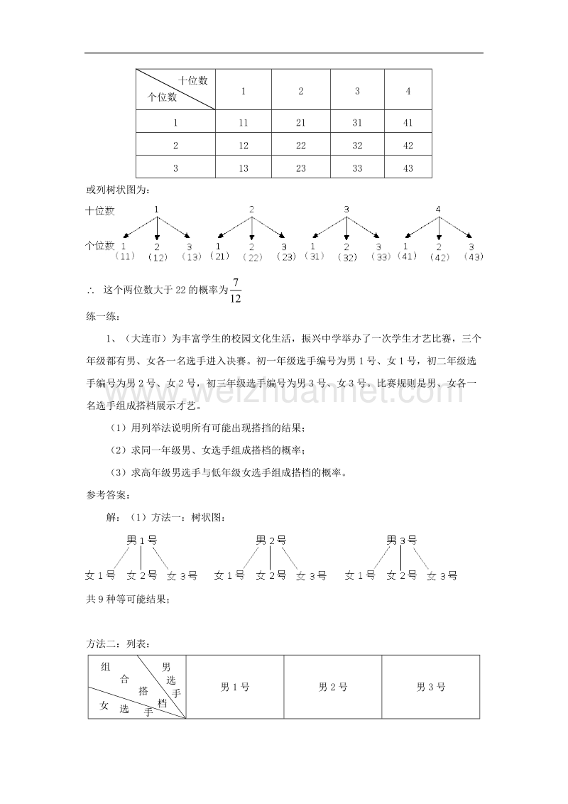 【精品课堂】2017年九年级数学上册4.2等可能条件下的概率（一）用列表法或树状图求事 件的概率素材（新版）苏科版.doc_第2页