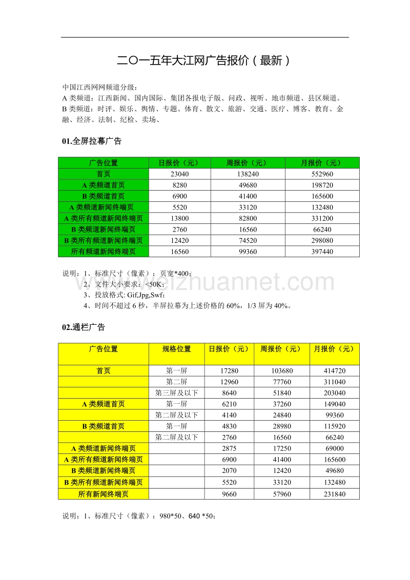 二〇一五年大江网广告报价(最新).doc_第1页