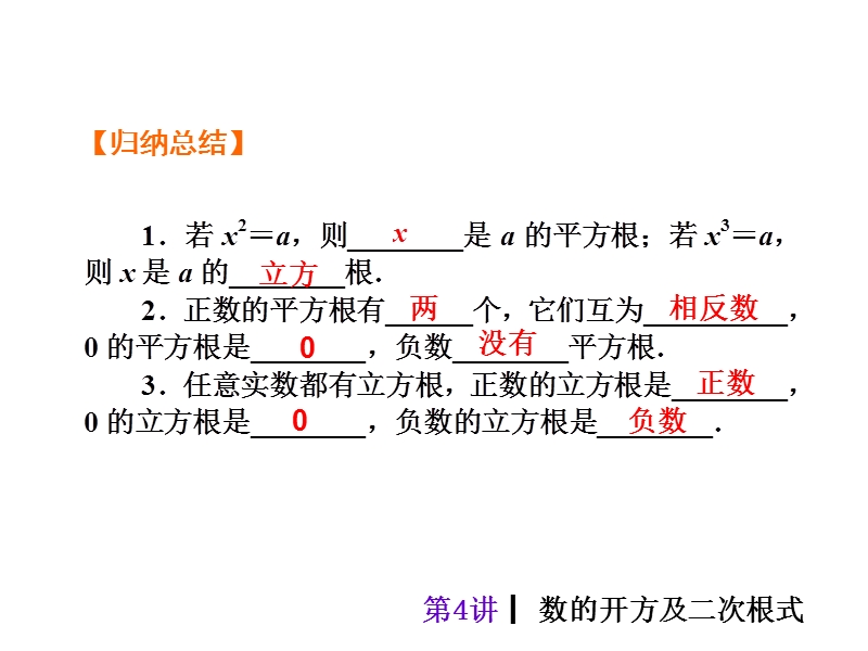 【人教新课标】2015届中考数学总复习分分必夺课件：第4讲 数的开方及二次根式（共29张ppt）.ppt_第3页