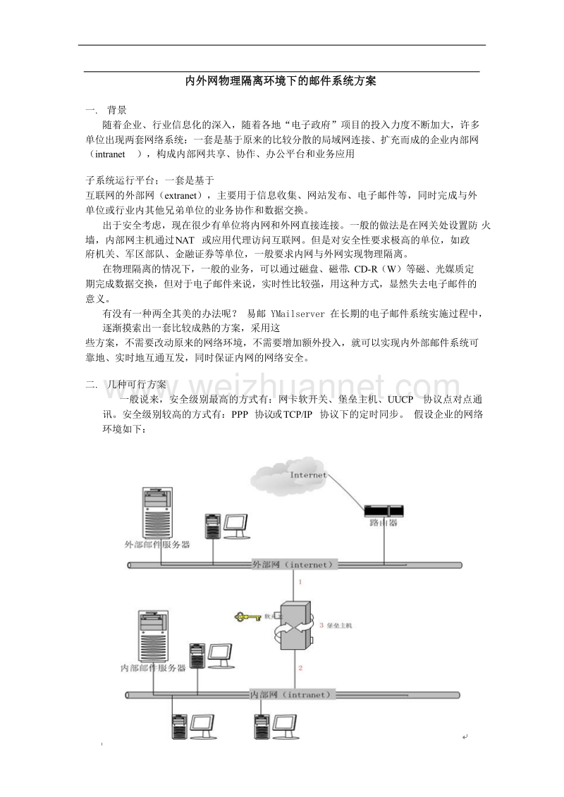 内外网物理隔离环境下的邮件系统方案.doc_第1页