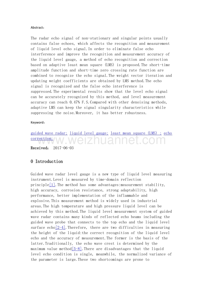 基于自适应lms的导波雷达液位计回波识别与校正（英文）.doc_第2页