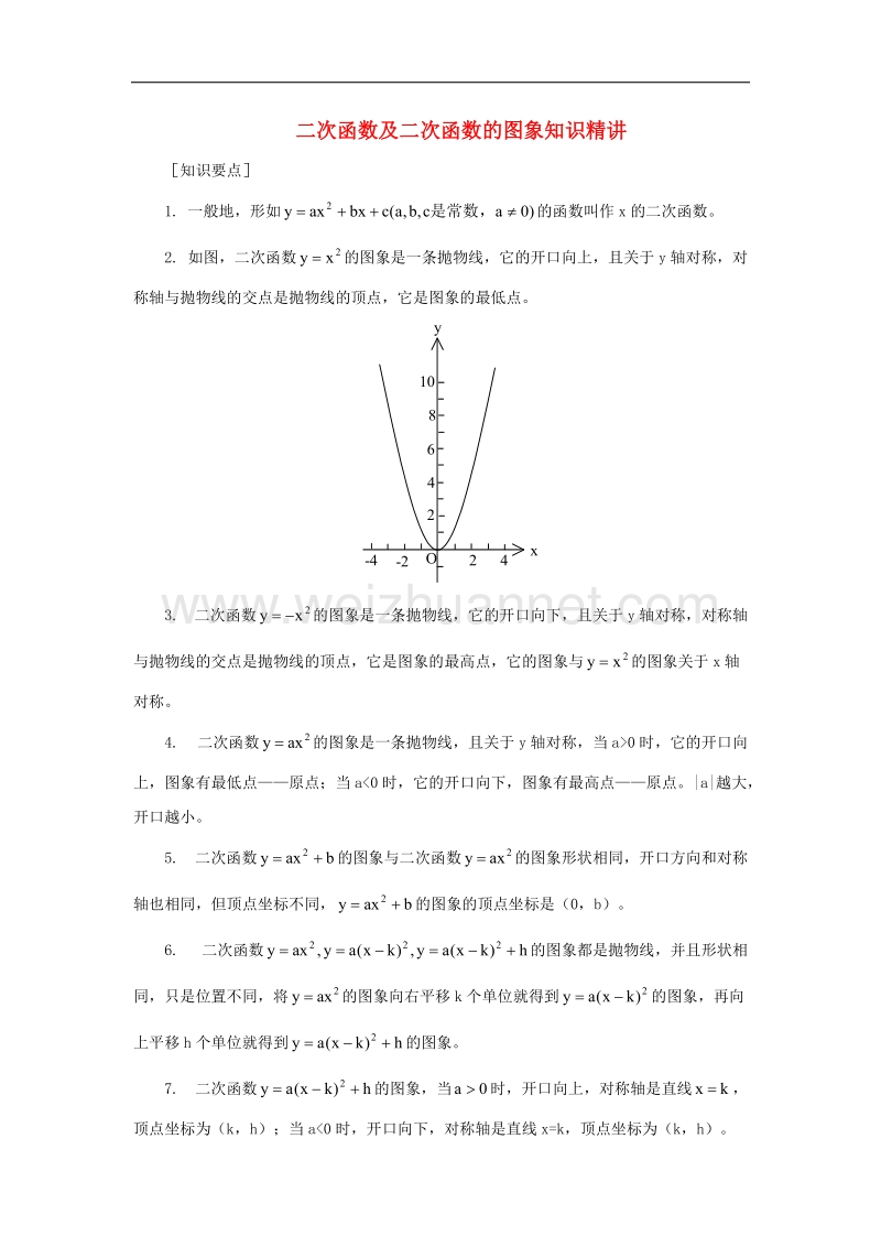 2017年八年级九年级数学上册22.1二次函数的图象和性质二次函数及二次函数的图象知识精讲与针对训练素材（新版）新人教版.doc_第1页