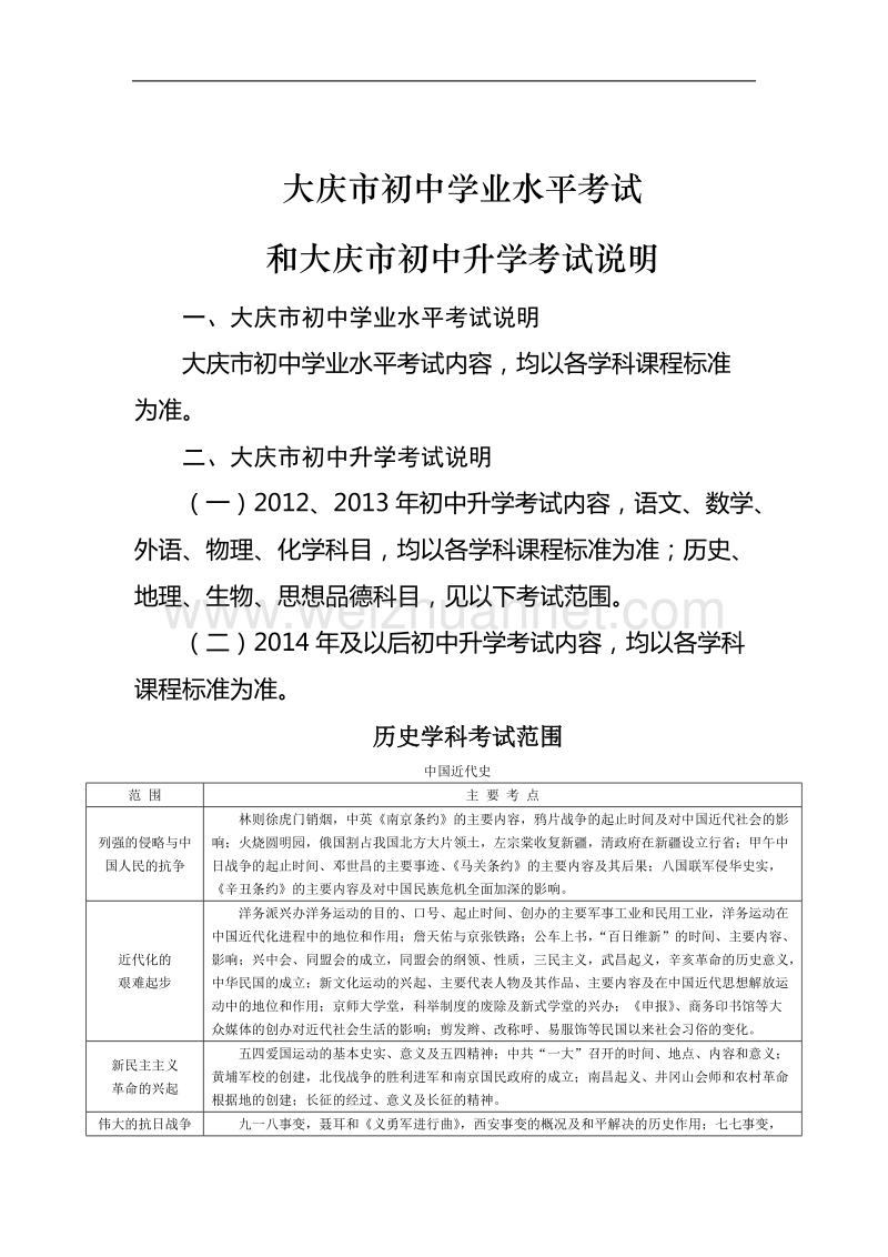 关于印发大庆市初中学业水平考试和大庆市初中升学考试说明的通知.doc_第2页