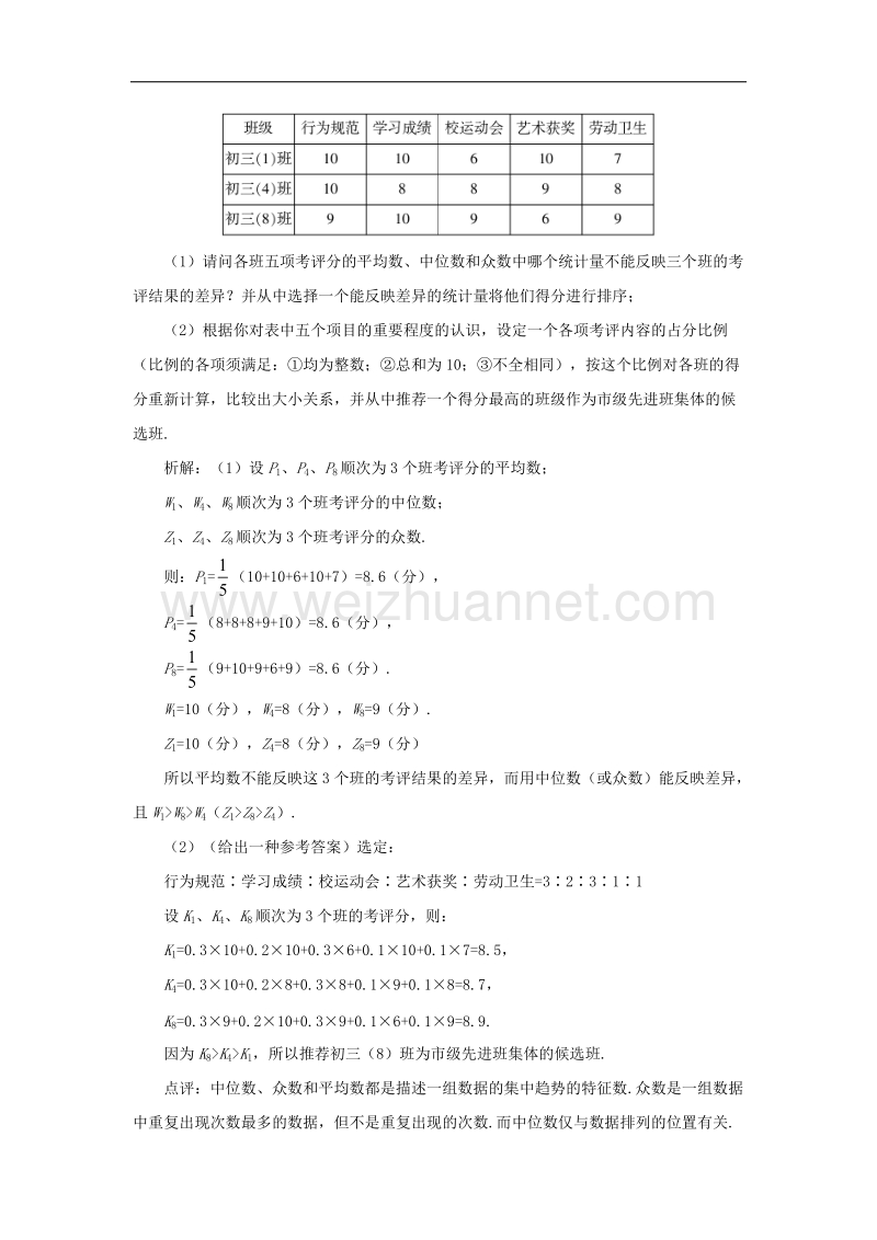 2017年八年级七年级数学下册6.1平均数、中位数、众数中位数与众数的拓展素材（新版）湘教版.doc_第3页