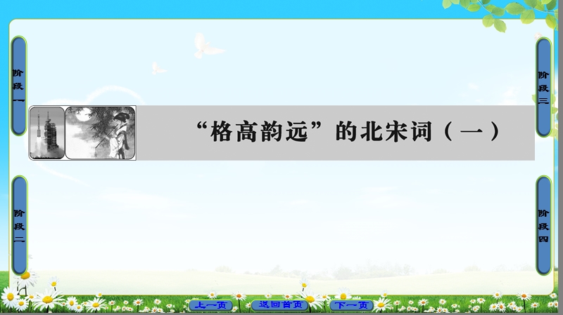 2018版高中语文（苏教版）唐诗宋词选读 同步课件： “格高韵远”的北宋词1.ppt_第1页