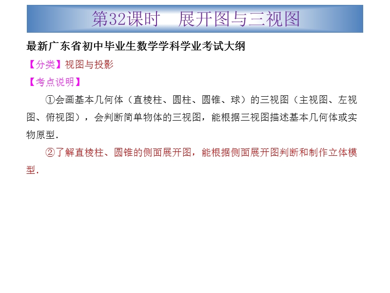 广东省2015中考数学冲刺复习课件：第32课时  展开图与三视图（共14张ppt）.ppt_第2页