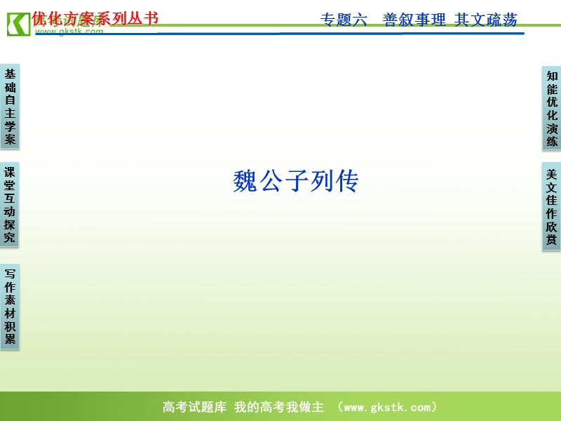 【苏教版】语文《优化方案》选修史记选读课件：专题六魏公子列传.ppt_第1页