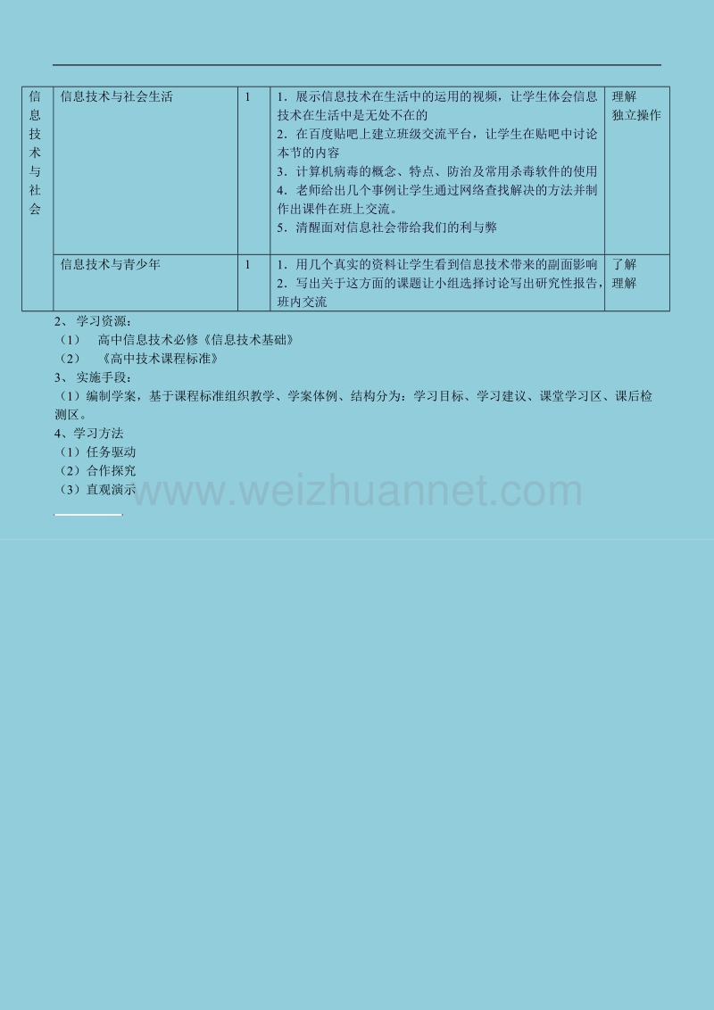 沪科教版高中信息技术必修模块课程纲要.doc_第3页