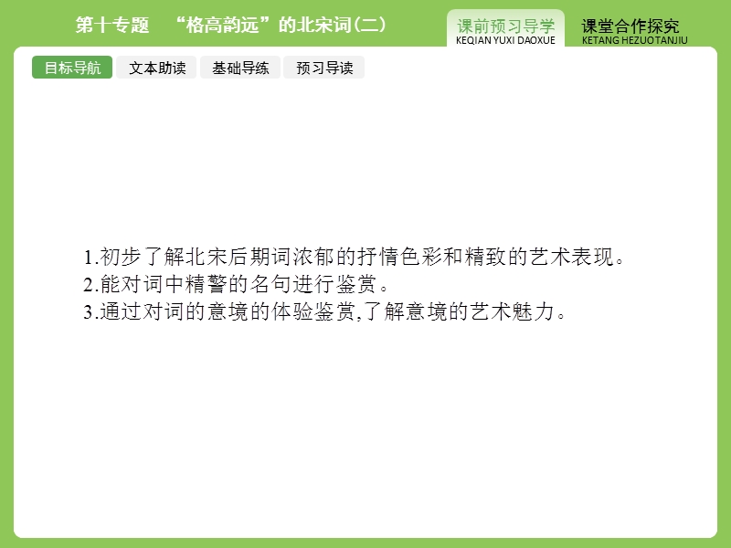 【赢在课堂】高二语文苏教版选修《唐诗宋词》课件：第十专题　“格高韵远”的北宋词（二）.ppt_第2页