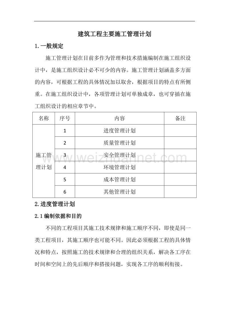 建筑工程主要施工管理计划.docx_第1页