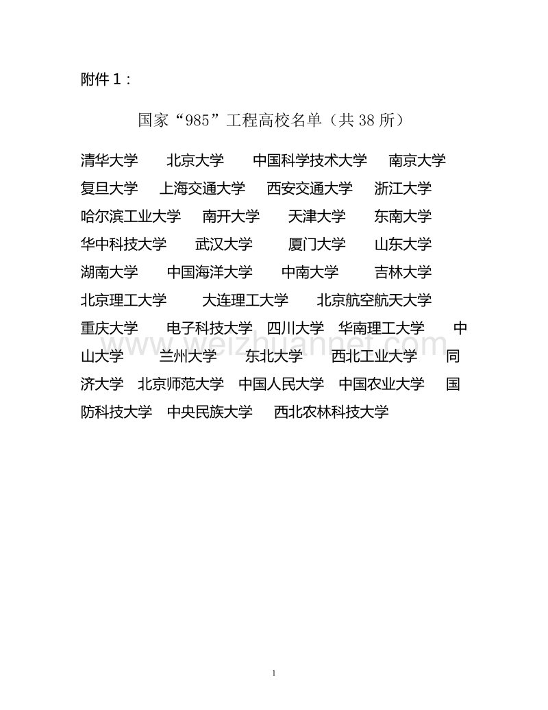 国家“985”工程高校名 单(共38所).doc_第1页