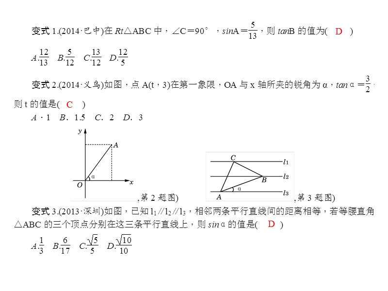 河北省遵化市小厂乡松棚营中学中考数学复习课件：28锐角三角函数专题六　锐角三角函数与解直角三角形.ppt_第3页