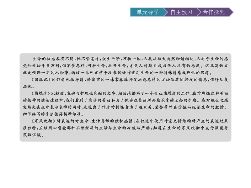 【金牌学案】粤教版语文粤教版选修《中国现代散文选读》课件：5 囚绿记 .ppt_第2页