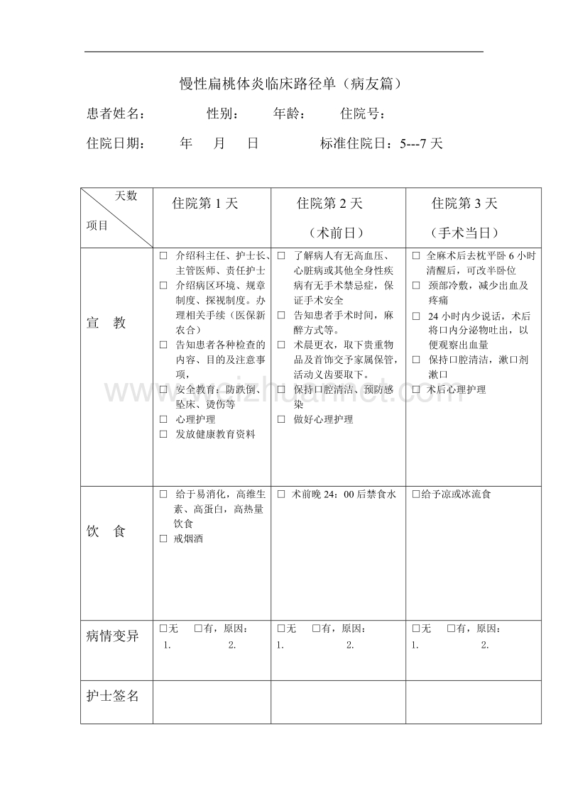 慢性扁桃体炎护理临床路径(护理篇-患者篇).doc_第3页