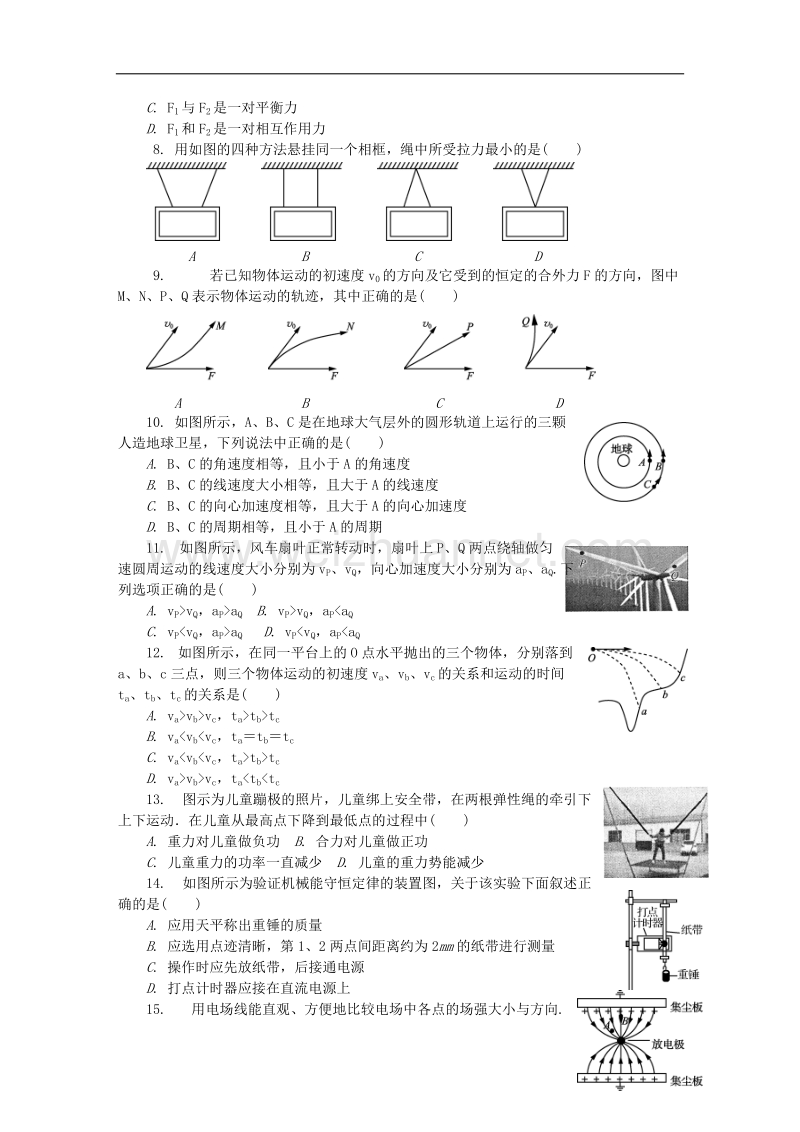 江苏省连云港市2018年高二物理学业水平测试模拟卷第二次试题.doc_第2页