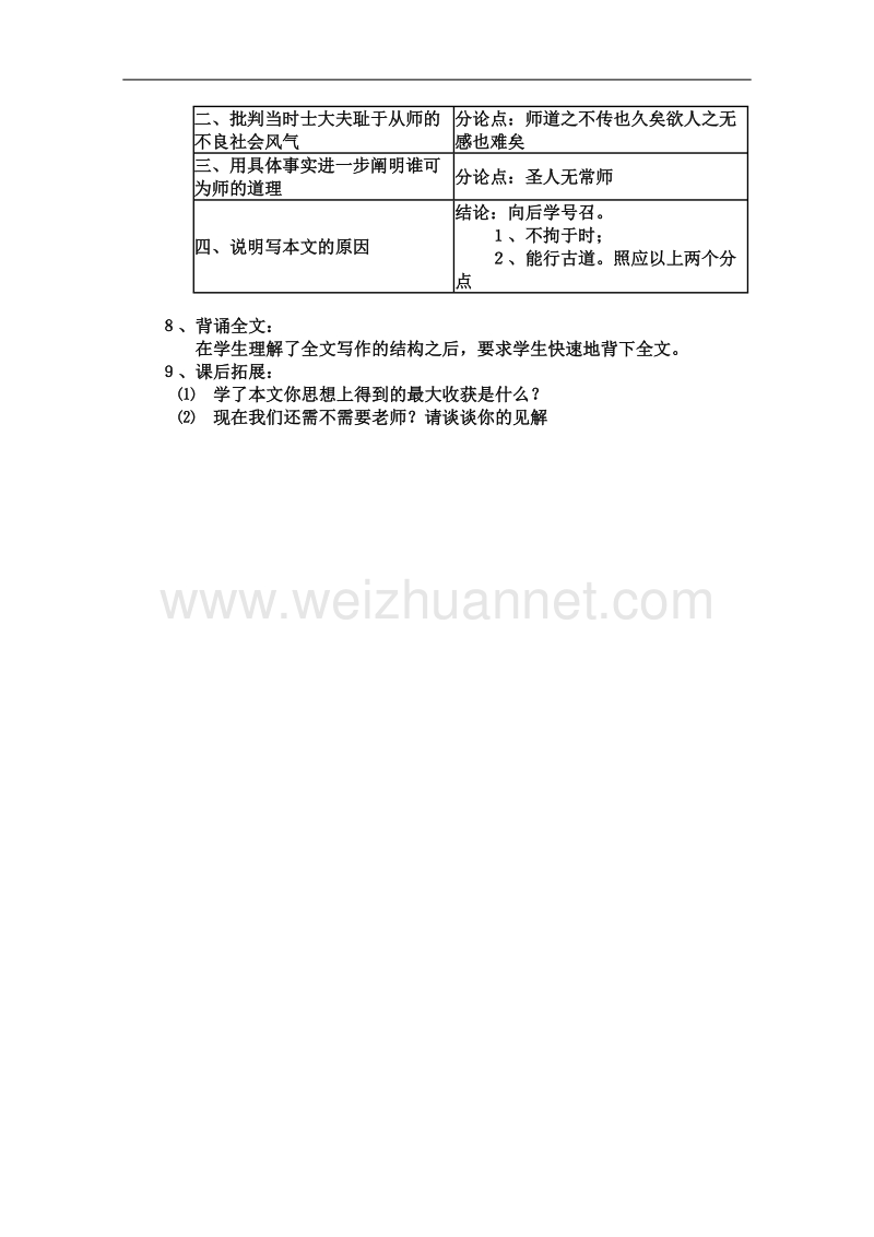 语文苏教版必修1精品教案：《师说》.doc_第3页