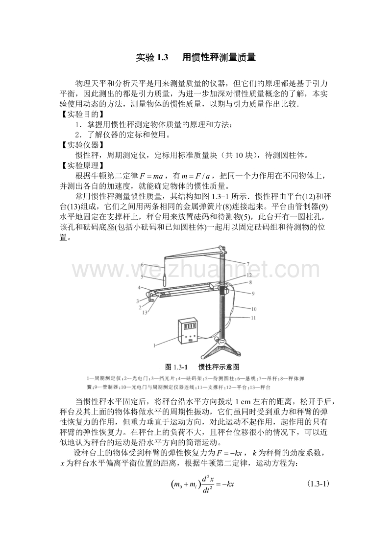 实验1.3 惯性秤测量质量.doc_第1页