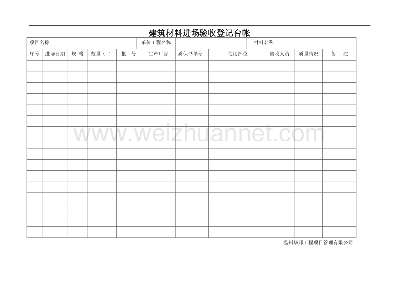 建筑材料试验记录登记台帐.doc_第1页