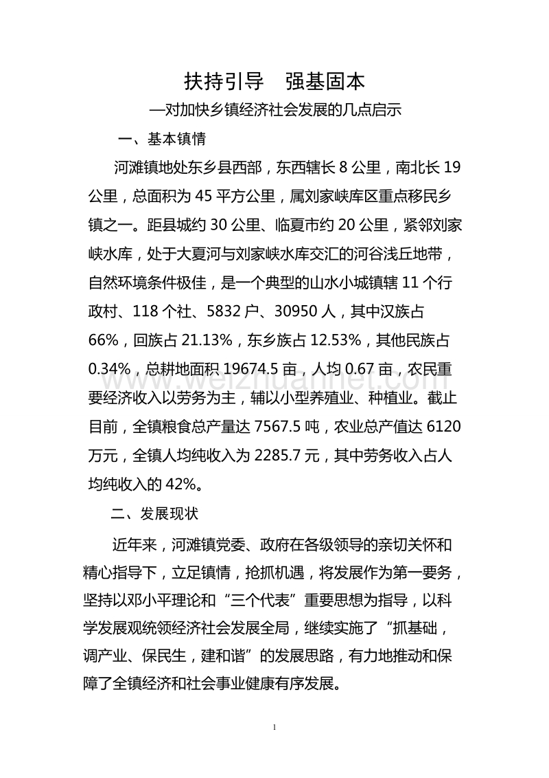 对加快乡镇经济社会发展的几点启示.doc_第1页