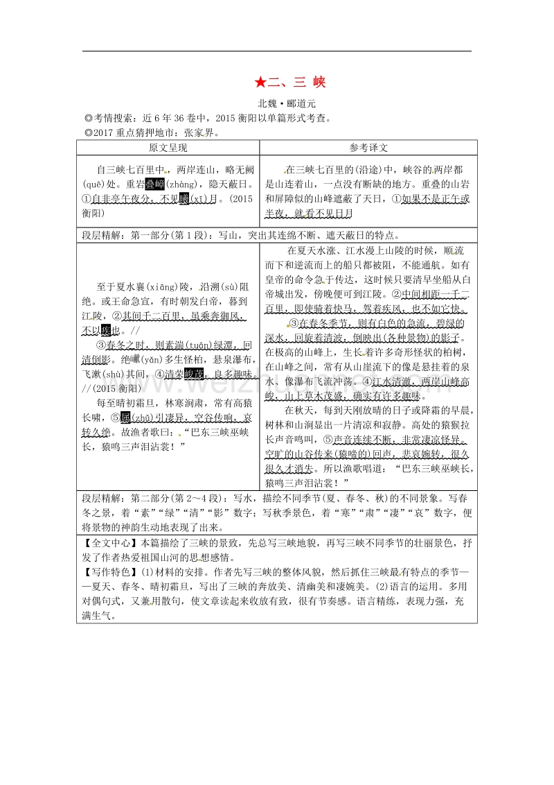 湖南省2017年中考语文第二部分古诗文阅读专题一文言文阅读二三峡素材语文版5.doc_第1页