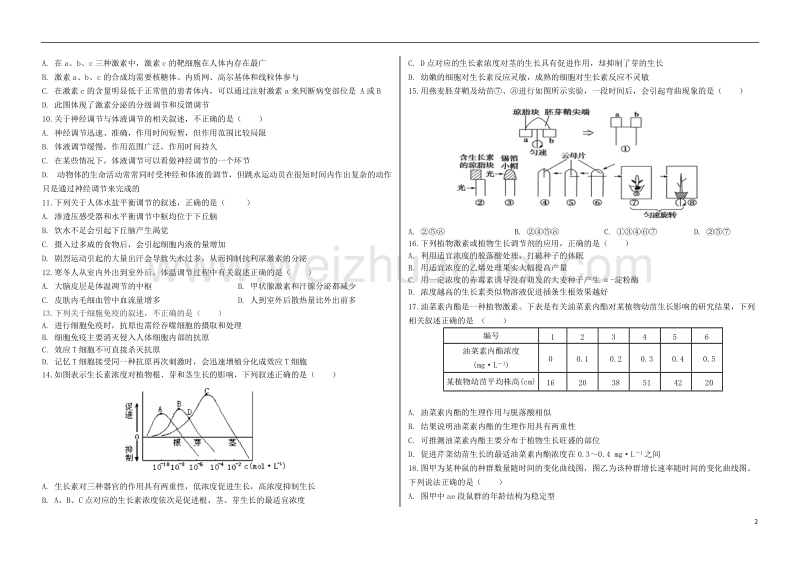 黑龙江省大庆市2017_2018学年高二生物下学期开学考试3月试题.doc_第2页