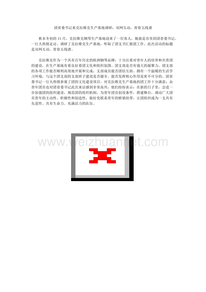 团省委书记来克拉维克生产基地调研：双网互动,青春五线谱.doc_第1页